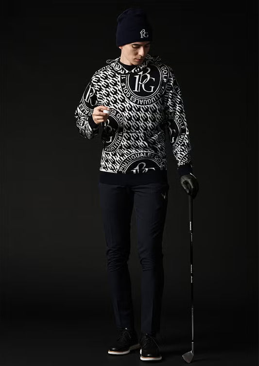 113 GOLF JACQUARD KNIT HOODIE BIRD IN CAGE