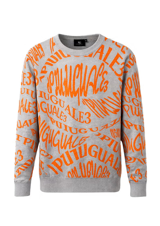 113 GOLF JACQUARD KNIT CREW MELTING LETTER