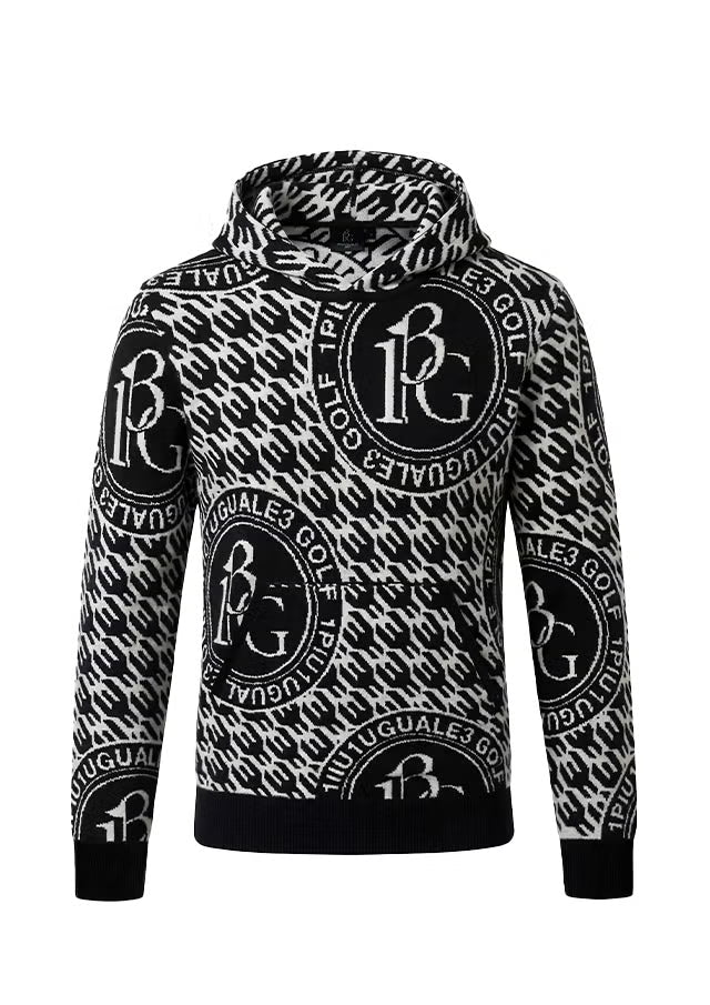 113 GOLF JACQUARD KNIT HOODIE BIRD IN CAGE