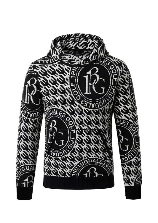113 GOLF JACQUARD KNIT HOODIE BIRD IN CAGE