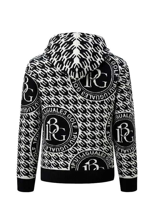113 GOLF JACQUARD KNIT HOODIE BIRD IN CAGE