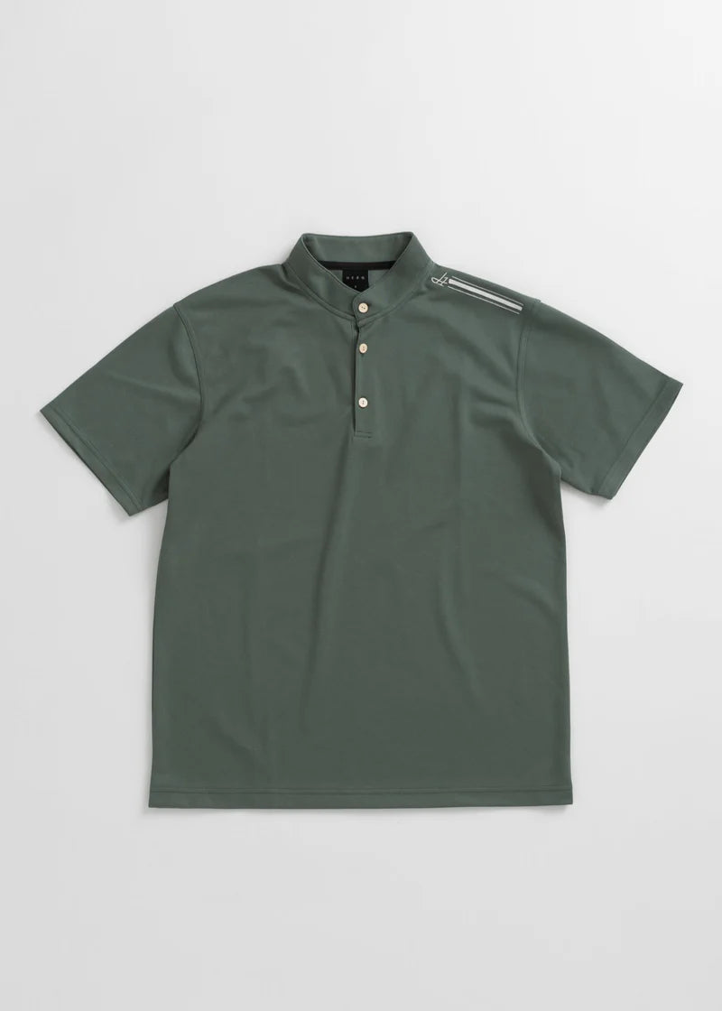 STAND COLLOR ＆THREE-LINE H EMBROIDERY POLO