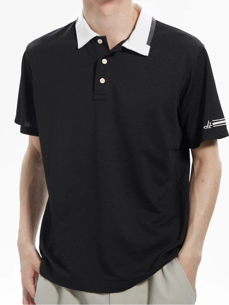 PRINT COLLOR ＆THREE-LINE H EMBROIDERY POLO
