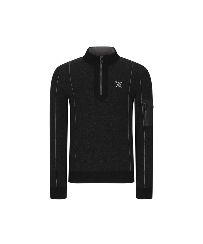 Men's Two Tone Half Zip-Up Pullover