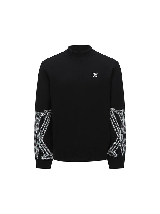 ANEWGOLF MEN WI FUZZY LOGO POINT SWEATER
