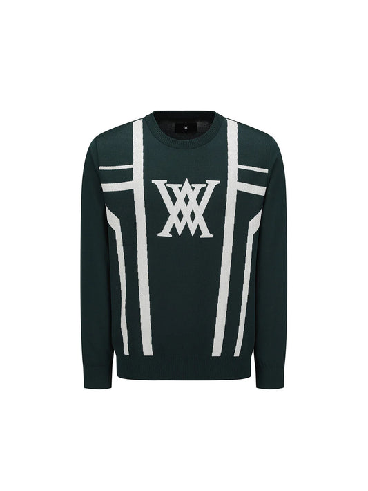 MEN LINE BLOCKED ROUND SWEATER