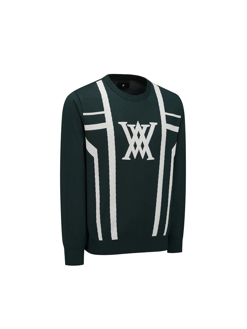 MEN LINE BLOCKED ROUND SWEATER