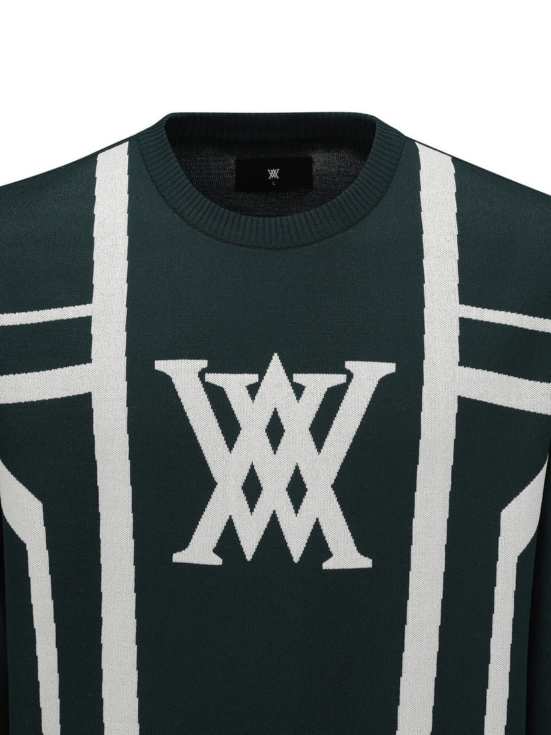 MEN LINE BLOCKED ROUND SWEATER