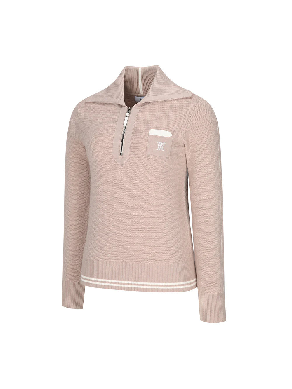 WOMEN WIDE COLLAR HALF ZIP-UP PULLOVER