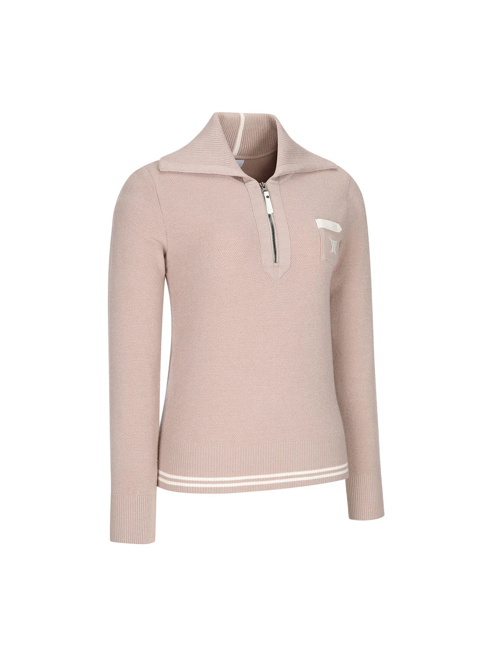 WOMEN WIDE COLLAR HALF ZIP-UP PULLOVER