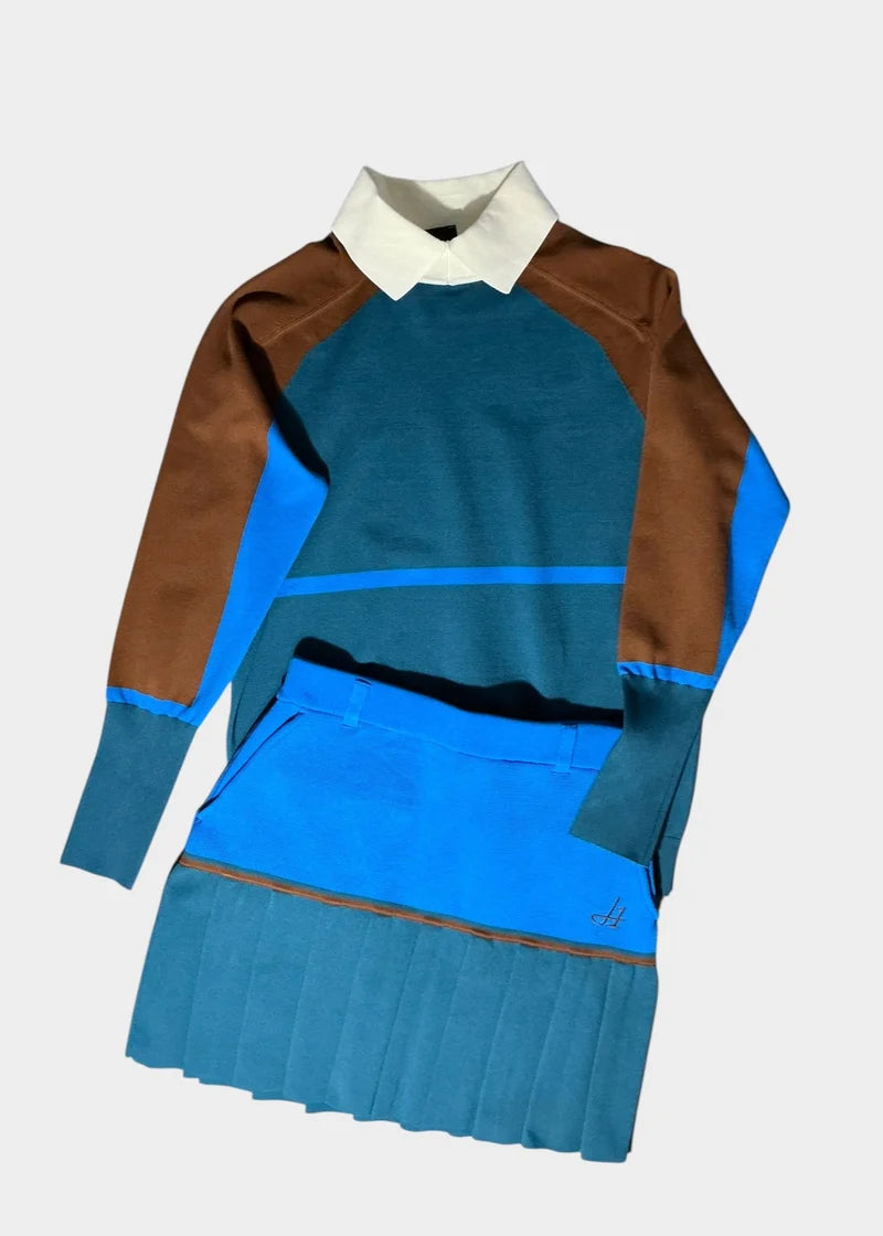ハイゲージバイカラーニットプリーツスカート