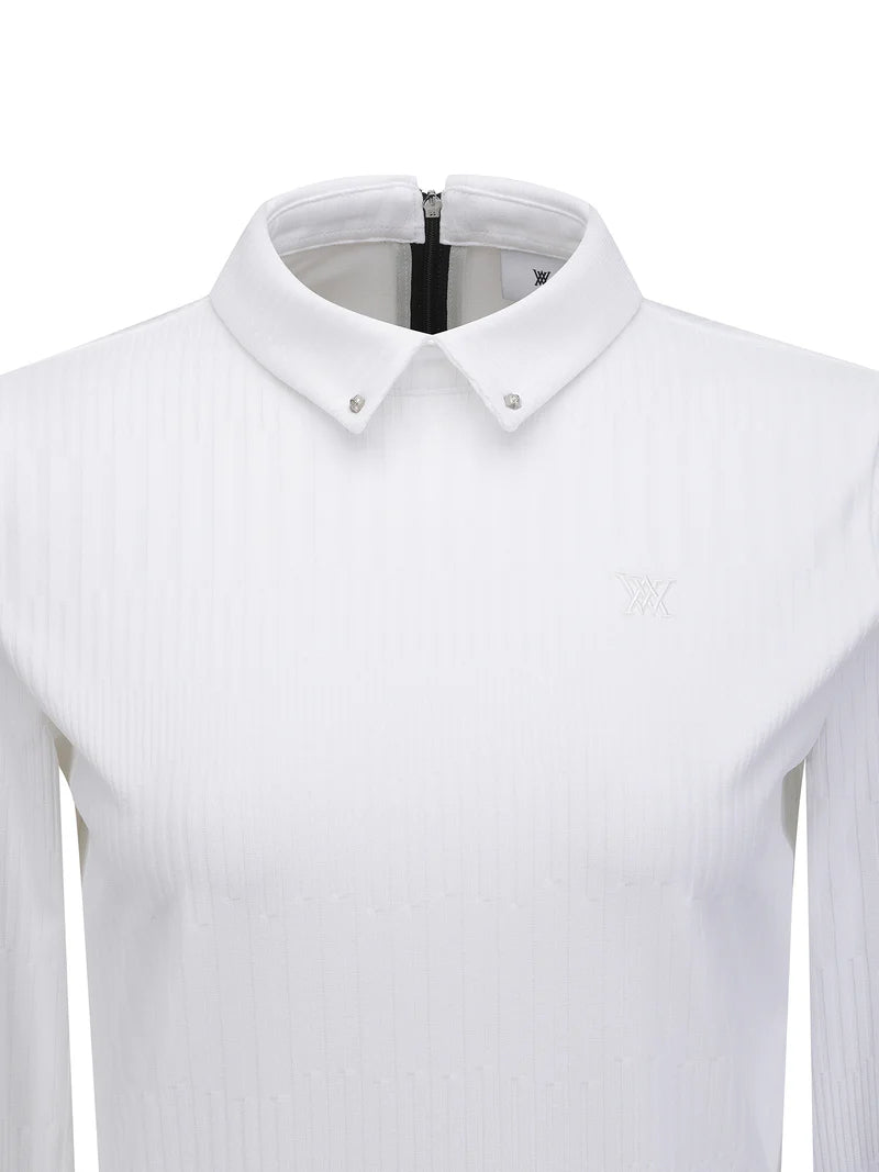 WOMEN SOLID BACK ZIP LONG T-SHIRT