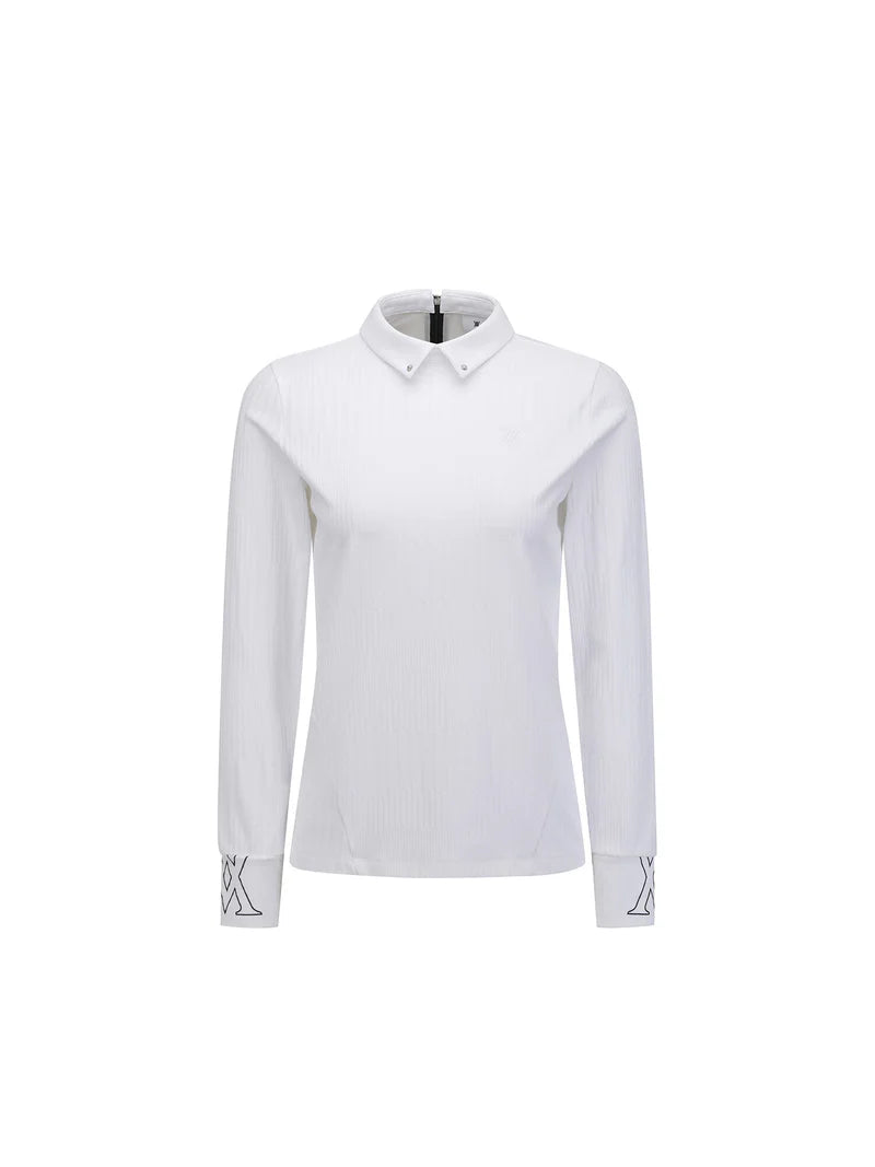WOMEN SOLID BACK ZIP LONG T-SHIRT