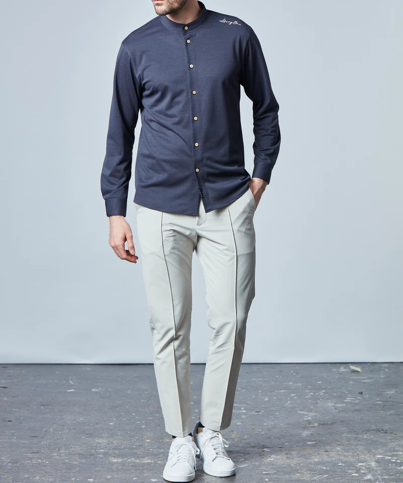 スタンドカラー長袖シャツ